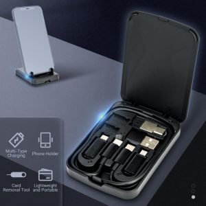 Multi-function Cable Card Smart Adapter Card Storage Data Cable USB Box Charger for iPhone Xiaomi Huawei Protable Phone Supplies