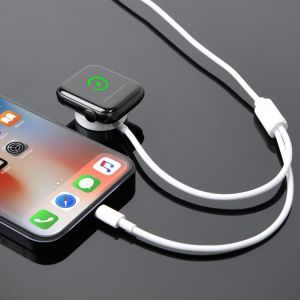 Smart 2 in 1 Magnetic Wireless QI Charger For Apple Watch Series SE/6/5/4/3/2/1 & Fast Charging Cable For All IPhone And IPads
