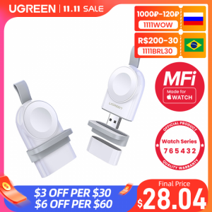 UGREEN Wireless Apple Watch Charger Series 5 4 3 2 1 Portable MFi USB Charger For Apple 3 Magnetic Wireless Charging