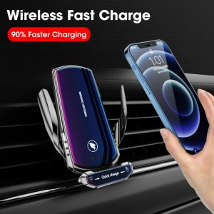 Car Wireless Charger 15W Qi Induction Automatic Clamping Air Vent Mount Phone Holder For iPhone 13 11 12 Pro Wireless Charger