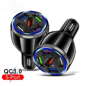 5 Ports USB Car Charge 60W Quick 15A Mini Fast Charging For iPhone 12 11 Xiaomi Huawei Mobile Phone Charger Adapter in Car