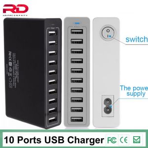 50W Multi USB charger 10 Ports Charger station Multile Port Device fast Charge 5V 10A EU US UK Plug For iPhone x 11 12 xiaomi