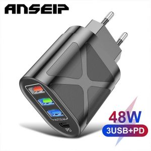 ANSEIP 3USB Charger PD 48W Quick charger for iPhone 13 12 11 Xiaomi Samsung Huawei QC3.0 Fast Charging plug Phone Charge Adapter