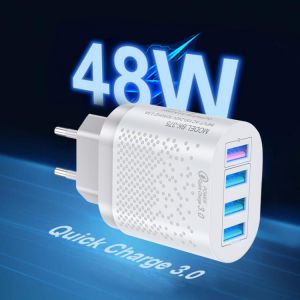 48W Quick Charge QC 3.0 USB Cellular Charger For iPhone 12 11 Pro Max 8 7 Plus Samsung Xiaomi Redmi Note 10 Pro 3A Fast charging