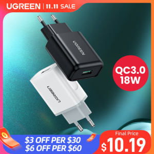UGREEN Quick 3.0 Charge USB Charger QC3.0 Fast Charger for Xiaomi Samsung iPhone USB Wall EU Adapter Mobile Phone Charger