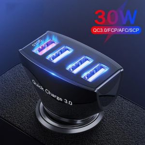 LOVECOM 30W 4 Ports Car Charger Quick Charge 3.0 Dual USB Adapter Fast Charging For iPhone Samsung Xiaomi Phone Car-Charger