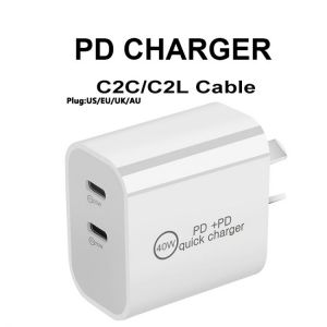 Phone Charger 40W Fast Charger for iPhone 13 pro max 12 11 pro EU US Plug Type C Quick Charging for Xiaomi Samsung