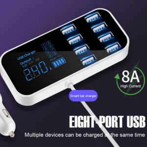 8 ports USB Output Car Charger Multi-Port USB Charger for Car 8-Port Car Lighter 40w Charging Station Hub with LCD Display