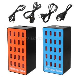 20-Port USB Hub Charger Power Adapter Wall Fast Charging Dock Station 100W for Apple iPhone iPad Samsung Huawei Smartphone Table