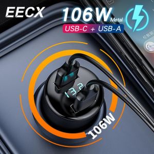 USB Car Charger 106W Dual USB Quick Charge 105w 65w QC 3.0 USB-C Charger For iPhone Samsung Huawei Xiaomi 65w PD Fast Charging