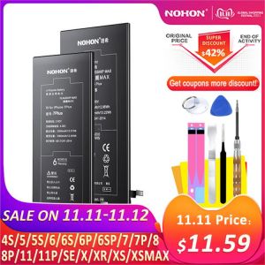 NOHON Battery For iPhone 6S 7 6 8 Plus SE 5S 5 X XR XS MAX 11 5C 7Plus 6SPlus Replacement Bateria For iPhone6S iPhone7 iPhone8