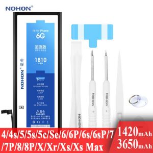 Nohon Battery For Apple iPhone SE 4s 5s 6 6s 7 8 Plus 4 5 5c X Xr Xs Max 6P 6sP 7P 11 High Capacity Li-polymer Batteries +Tools