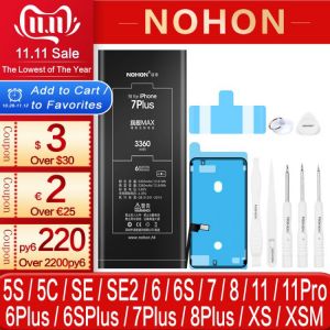 NOHON Battery For Apple iPhone 7 8 6 6S Plus 11 Pro XS Max SE 2020 5S 5C 7Plus 8Plus iPhone7 Replacement Lithium Polymer Bateria