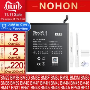 NOHON BM47 BM4E BM3E BM3L BM22 BM46 BN43 BM3B Battery For Xiaomi Mi 4C 5 5S 5X 6 8 Lite Pro 9 SE CC9 Redmi Note 2 3 7 Pro 4 4X 5