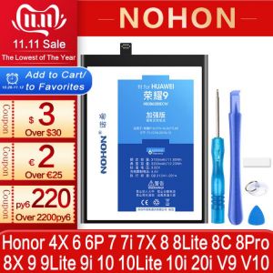 NOHON Battery For Huawei Honor 10 9 8 Lite Pro 7 6 Plus 4X 7X 8X 8C 7i 9i 10i 20i P9 P10 Lite Replacement Mobile Phone Bateria