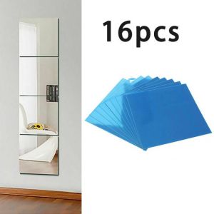 9/16/24PCS Mirror Wall Sticker Square Glass Tile Wall Sticker Self-adhesive Acrylic Tiles Sticker For Bathroom DIY 3D Wall Decal