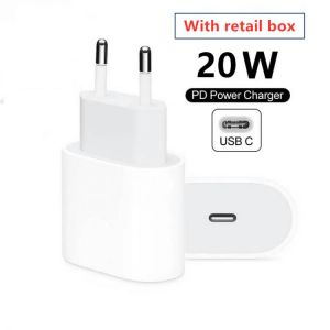 10 PCS/LOT Original HIGH QUALITY 20W Fast Charging PD Charger Cable USB C EU US Travel Power Adapter With retail box