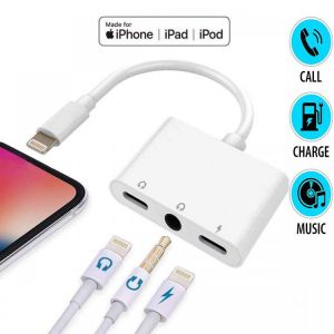 3 in 1 Lighting to 3.5mm Headphone Jack Adapter,AUX Dual Audio Adapter for iPhone Xs/XS Max/XR/XS /7/8/11/12,iPad,iPod (iOS13)