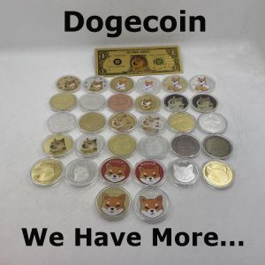 Beautiful WOW Gold Plated Dogecoin Commemorative Coins Cute Dog Pattern Dog Souvenir Collection Gifts