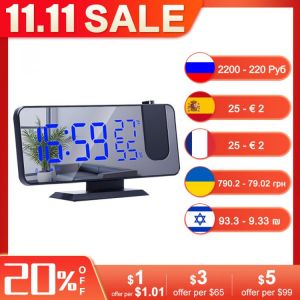 LED Digital Projection Alarm Clock Table Electronic Alarm Clock with Projection FM Radio Time Projector Bedroom Bedside Clock
