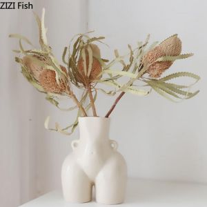 Ass Flowers Vase Bottom Flower Pots Decorative Body Art Bust Ceramic Vases Crafts Flower Arrangement Living Room Decoration