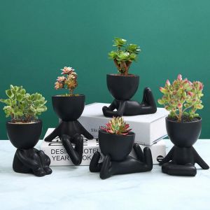 Nordic Creative Ceramics Little People Body Art Flower Pot Desktop Window Crafts Home Decorat Ornaments