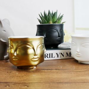 Face Ceramic Flowerpot Home Decoration Vase Designer Storage Candle Holder Jewelry Handcrafted Gifts
