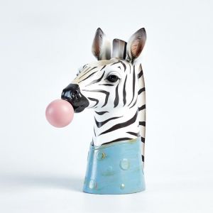 Nordic Resin Cartoon Animal Head Vase Flower Pot Blowing Bubbles Gum Kids Room Decor Simulation Animal Creative Crafts Ornaments