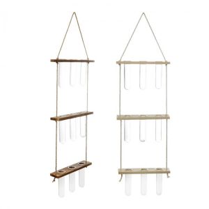Test Tubes Glass Planter Wall Hanging Terrarium Container Flower Bud Vase with Wooden Holder for Propagation Hydroponic Plant