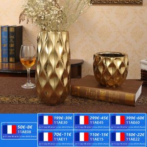Nordic ceramic vase golden vase big mouth flower arrangement living room craft decoration dried flower pot fish mouth flower pot