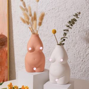 Ceramic Body Vases Art Ceramic Small Vase Planter for Dried Flowers Pot Resin Nordic Style Planter Vase Home Decoration