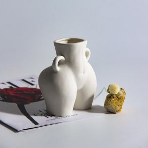 Ceramic Body Vase Female Body Shaped Art Minimalist Flower Pot for Dried Flower Living Room Table Office Decoration Accessories