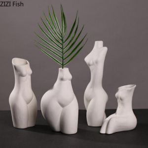 Nordic Nude Figures Vase Human Body Ceramic Vases Bust Character Plant Pots Decorative Flower Arrangement Home Decoration Modern