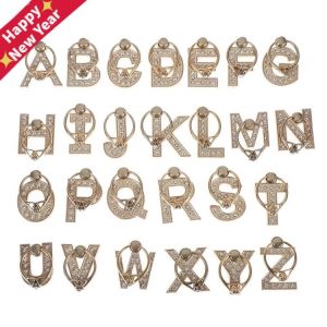 360 Degree Diamond Metal Letter A-Z Finger Ring Smartphone Stand Holder Mobile Phone Holder For All Phone