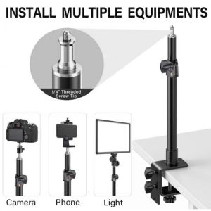 Universal Table Desk Clamp Mount With 1/4' Screw Tip For Camera Camcorder Dslr Multi Mount Ring Light Stand Desk Mount