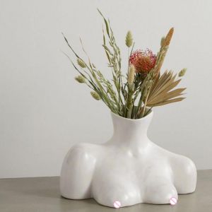 Half-length Human Woman Body Vase decoration Ceramic Bust Sculpture Breast Pot Arrangement Container Nude Female Home Decor