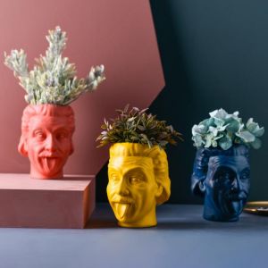 Portrait Flower Vase Sculpture Flower Pot Desktop Flower Arrangement Container Flowerpot Head Statue Ornaments Gift