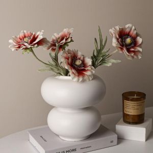 Creative Donut Shaped Vase Hydroponic White Ceramic Vase Home Decor  Decor Vase