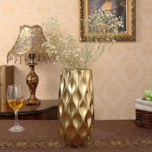 Nordic ceramic vase golden vase big mouth flower arrangement living room craft decoration dried flower pot fish mouth flower pot