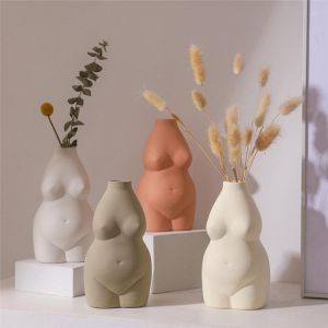 Body Art Design Nude Female Ceramics Vase Home Decoration Flower Bases Insert Desk Ornaments Frosted Porcelain Crafts Bust Vase