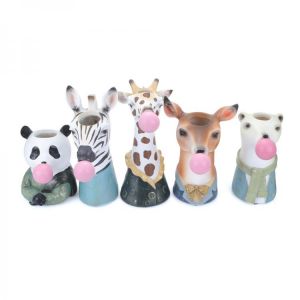 Resin Cartoon Animal Head Vase Succulents Flower Pot Coffee Shop Showcase Blowing Bubbles Simulation Animal Vase Decor X3798