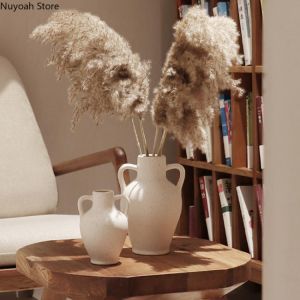 Binaural Ceramic Round Belly Vase Desktop Decoration Living Room Art Dried Flower Flower Arrangement Accessories Home Decoration