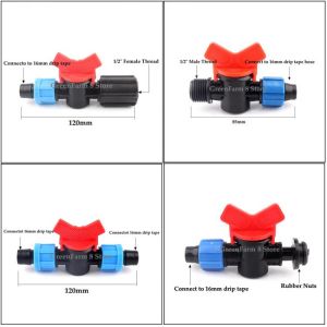 2~50pcs 1/2" Female/Male Thread 16mm Drip Tape Valve Micro Irrigation System Greenhouse Watering Connector Garden 16mm Tube U