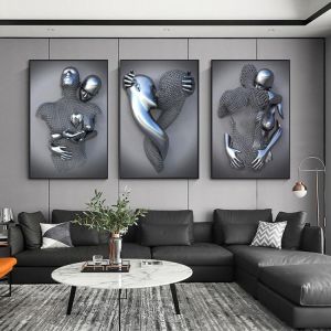 Metal Figure Statue Art Canvas Painting Romantic Abstract Posters and Prints Wall Pictures Modern Living Room Christmas Gifts