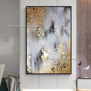 New 100% Hand Painted Abstract Gold Art Wall Picture Handmade Golden Tree Canvas Oil Painting For Living Room Home Decor