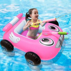 Inflatable Children's Water Jet Floating Boat Swimming Circle Pool Car Seat Ring Play Water Gun Toy Water Fire Truck Bumper C