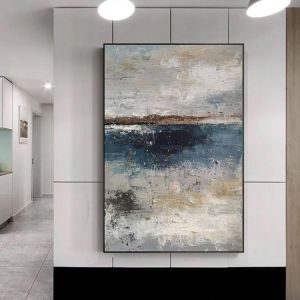 Handmade Abstract Painting Lake Scenery Oil Painting Hand Painted Wall Art Abstract Thick Texture Canvas Art Home Decor Unframed