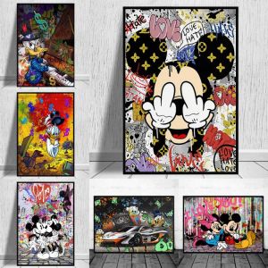 Disney Art Luxury Mickey Mouse And Donald Duck Fashion Canvas Prints Cartoon Pictures On Home Decor Wall Art Painting Posters
