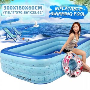 300cm Rectangular Inflatable Swimming Pool Paddling Pool Bathing Tub Outdoor Summer Swimming Pool For Kids Adult Ocean Ball Pond