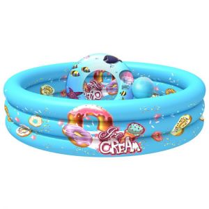 3pcs 130cm Summer Children Bathing Tub PVC Portable Pool Inflatable Round Swimming Pool Kids Inflatable Pool with Swim Ring Ball